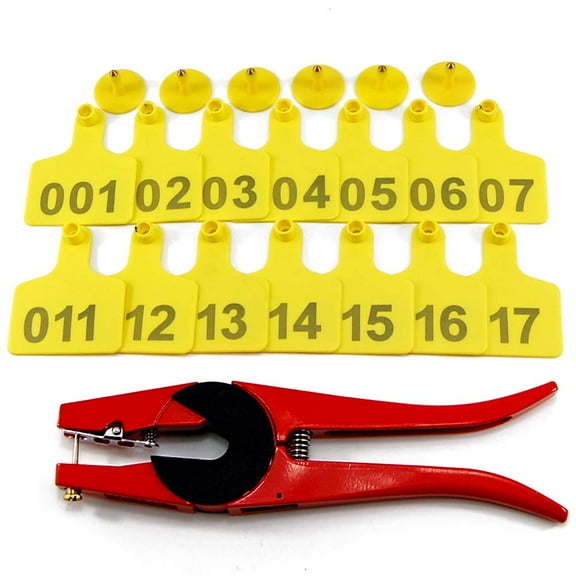 500 Sets Cattle Ear Tags, Numbered Plastic TPU Earring for Cattle Cow Calf  Livestock Identification Ear Tagger (Yellow) with 1 pcs Plier Applicator
