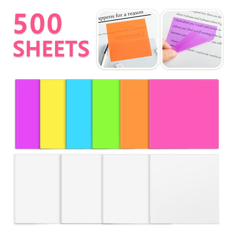 800 Sheets 12 Pads Transparent Sticky Notes, WeGuard Clear Waterproof  Post-it Notes 3x3 inch Self-Stick Note Pads Bright Colors Memo Pads 