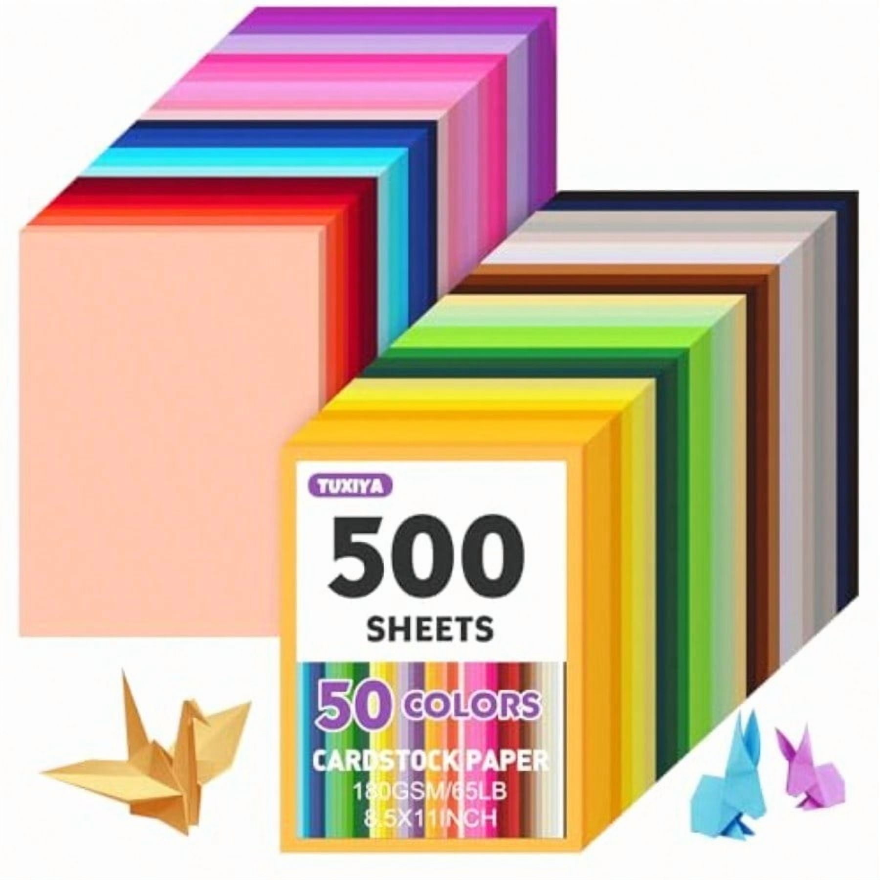 500 Sheets 8.5 X 11 Colored Cardstock 50 Assorted Colors Construction Paper Card Stock Printer Paper for Printing Card Making DIY Crafts School plies Party Decorations 180GSM/65LB