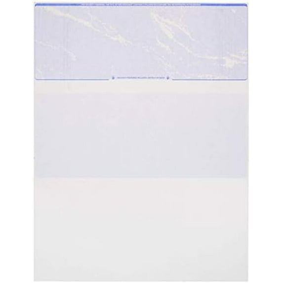 500 Sheets Computer Blank Check Paper - Blank Checks on Top and Pay Stubs on Bottom for Business & Payroll - High Security Check Paper for Inkjet & Laser Printers - Blue Premium - Not Customized