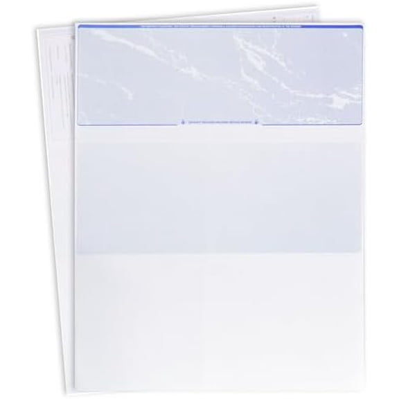 500 Sheets Computer Blank Check Paper - Blank Checks on Top and Pay Stubs on Bottom for Business & Payroll - High Security Check Paper for Inkjet & Laser Printers - Sky Blue Premium - Not Customized
