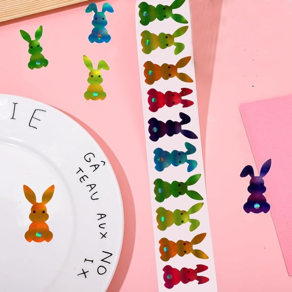 500 Sheets/roll Of Easter Stickers, Stickers, Cartoon Bunny Easter Eggs, Cute Rewards, Children's Small Fresh Label Stickers