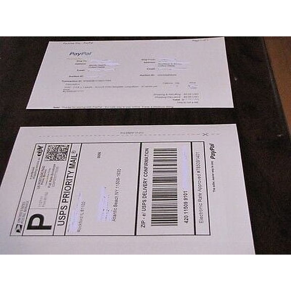 500 Shipping Labels with Tear off receipt - Designed for & Paypal printing