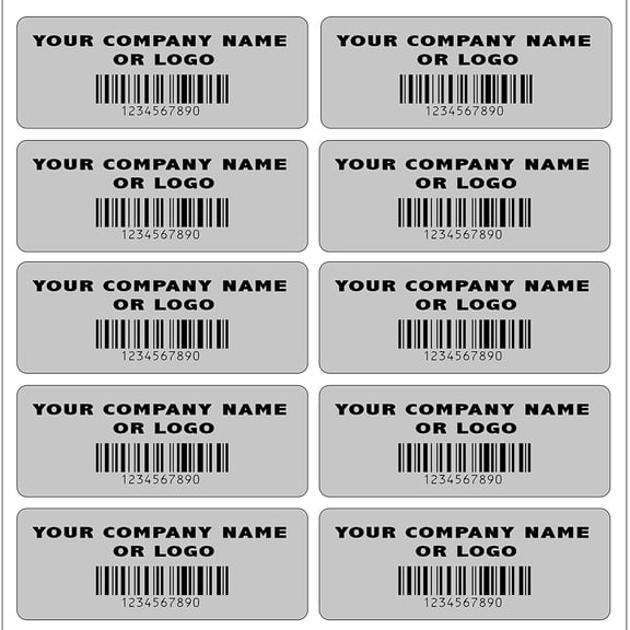 500 Silver Matte Asset Identification ID Labels 1.5" x 0.6" (38mm x 15mm), Custom Print.