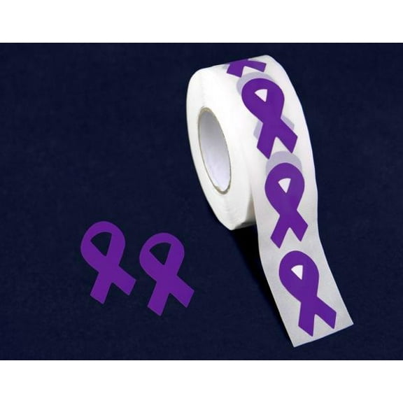 500 Small Purple Ribbon Stickers (500 Stickers)