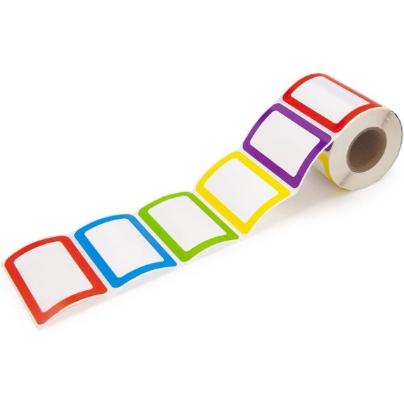 500 Stickers - 3.5" x 2.25"Colors Plain Name tag Labels with Perforated Line for School Office Home (Blank - 500 Labels)