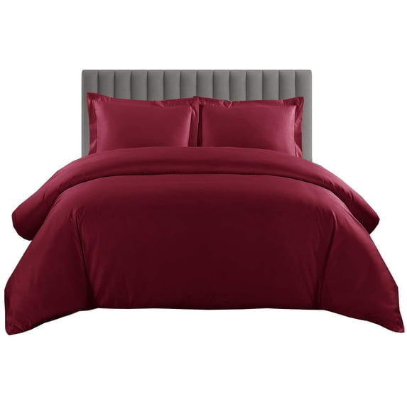 500 TC 100% Egyptian Cotton Duvet Cover Zipper Closur Ultra Soft Durable and Fade Resistant Color Burgundy Solid size King