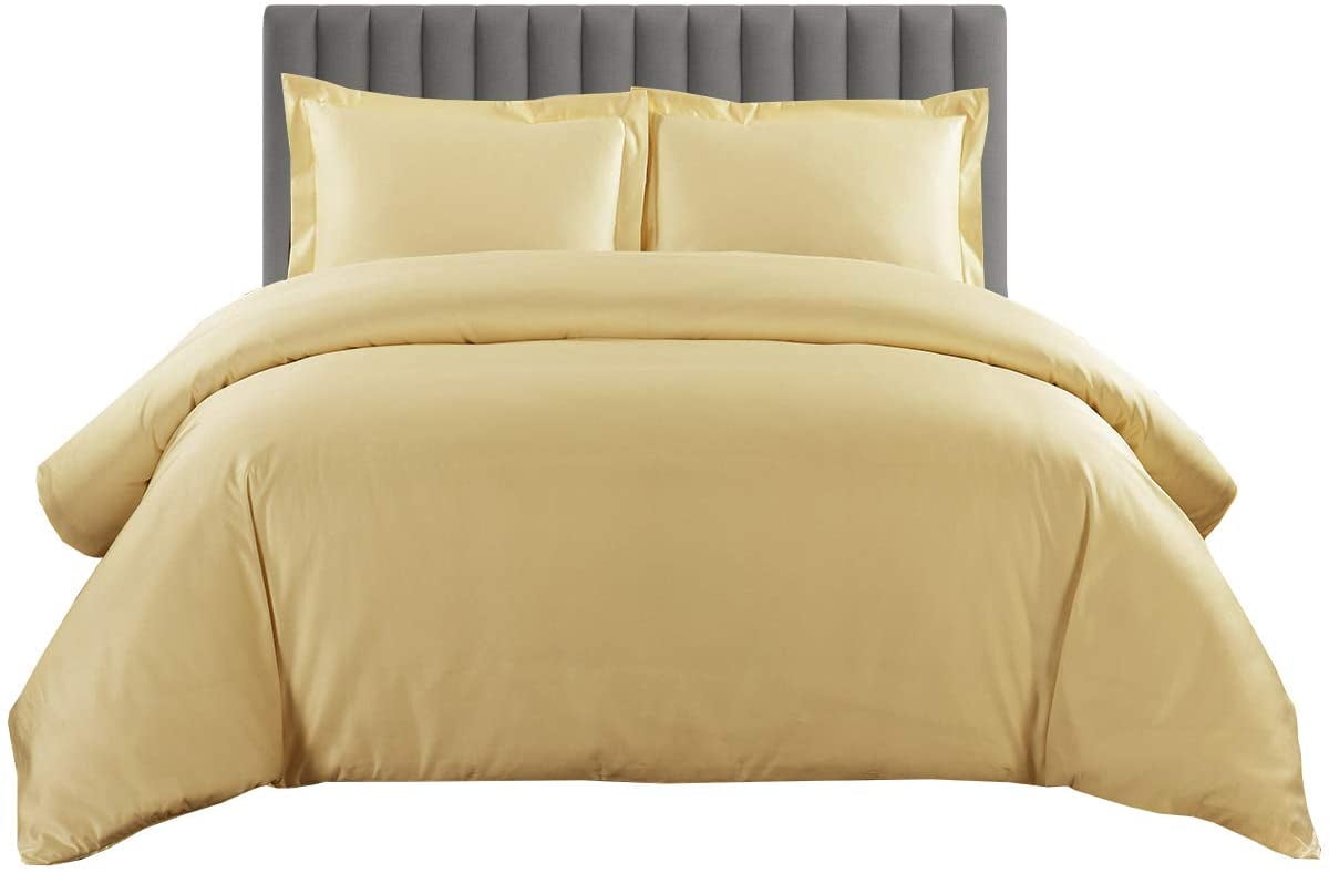 500 TC 100% Egyptian Cotton Duvet Cover Zipper Closur Ultra Soft Durable and Fade Resistant Color Gold Solid size Full