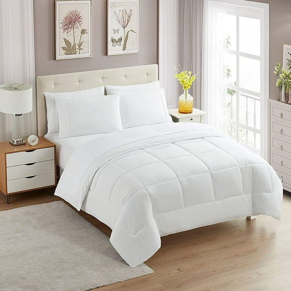 500-TC Egyptian Cotton Down Alternative Comforter OverSized King Plus Size (120 x 128) Inches, 1pc Recron Fill Comforter with 4 Corner Tabs, 300 GSM - Machine Washable Comforter, (White)