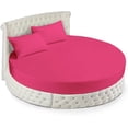 thumbnail image 1 of 500-TC Egyptian Cotton California King Round Bed Sheet Set – Fits 96" Diameter Mattress, 19-24" Deep Pocket – Solid Hot Pink, California King 96" Diameter, 1 of 6