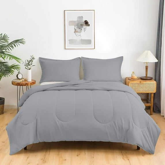 500 TC Egyptian Cotton Comforter | Thicker Design | 300 GSM | Soft & Breathable | 1 Piece - OverSized Queen Size ( 98" x 98" ) Inches, 1pc Comforter Only, (Silver Grey)