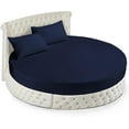 thumbnail image 1 of 500-TC Egyptian Cotton Queen Round Bed Sheet Set – Fits 84" Diameter Mattress, 9–12" Deep Pocket – Solid Navy Blue, Queen 84" Diameter, 1 of 6