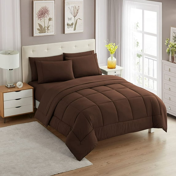 500-TC Egyptian Cotton All Season Comforter for Adults Alaskan King Size 120" x 132" Inches, 1pc Comforter Box Stitched with 4 Corner Tabs, 300 GSM Comforter, (Chocolate)