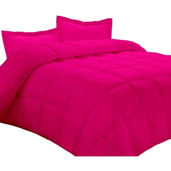 500-TC Egyptian Cotton All Season Comforter for Adults Eastern King Size 108" x 118" Inches, 1pc Comforter Box Stitched with 4 Corner Tabs, 300 GSM Comforter, (Hot Pink)