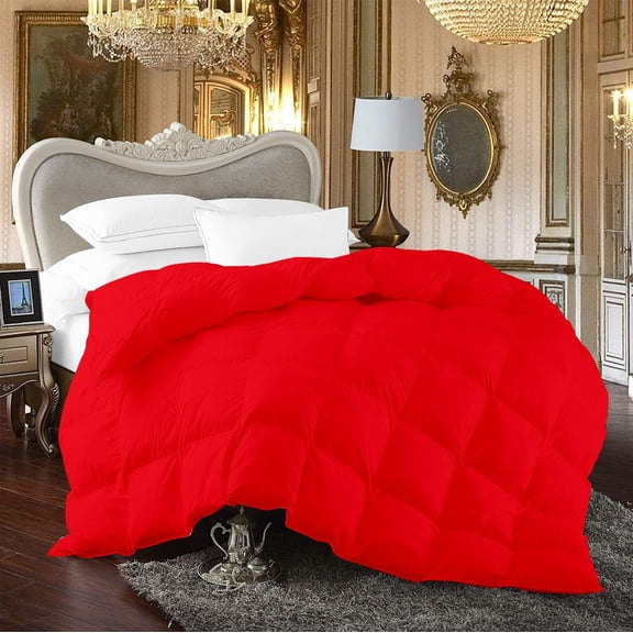 500-TC Egyptian Cotton All Season Comforter for Adults King Size 90" x 104" Inches, 1pc Comforter Box Stitched with 4 Corner Tabs, 300 GSM Comforter, (Red)