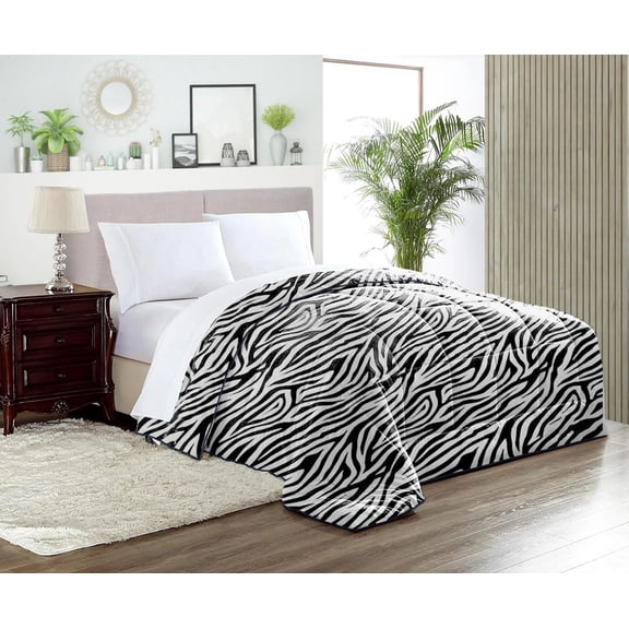 500-TC Egyptian Cotton All Season Comforter for Adults King Size 90" x 104" Inches, 1pc Comforter Box Stitched with 4 Corner Tabs, 300 GSM Comforter, (Zebra Print)