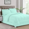 thumbnail image 1 of 500-TC Egyptian Cotton All Season Comforter for Adults Oversized King Size 98" x 120" Inches, 1pc Comforter Box Stitched with 4 Corner Tabs, 300 GSM Comforter, Aqua Blue Stripe, 1 of 4