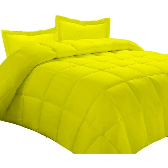 500-TC Egyptian Cotton All Season Comforter for Adults Oversized King Size 98" x 120" Inches, 1pc Comforter Box Stitched with 4 Corner Tabs, 300 GSM Comforter, (Yellow)