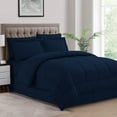 thumbnail image 1 of 500-TC Egyptian Cotton All Season Comforter for Adults Super King Size 98" x 108" Inches, 1pc Comforter Box Stitched with 4 Corner Tabs, 300 GSM Comforter, Navy Blue Stripe, 1 of 4