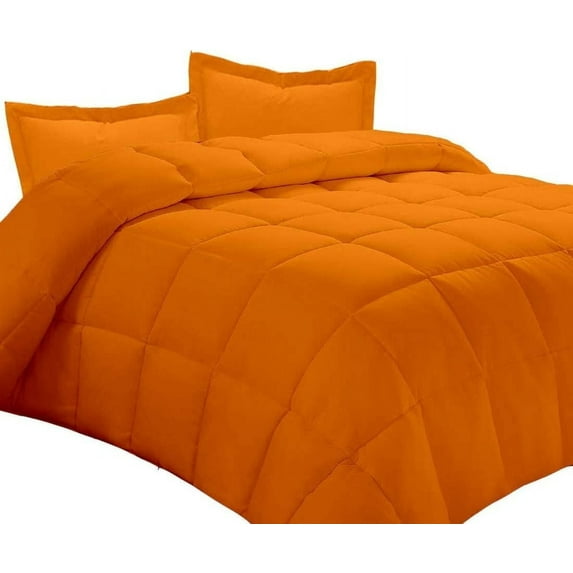 500-TC Egyptian Cotton All Season Comforter for Adults Super King Size 98" x 108" Inches, 1pc Comforter Box Stitched with 4 Corner Tabs, 300 GSM Comforter, (Orange)