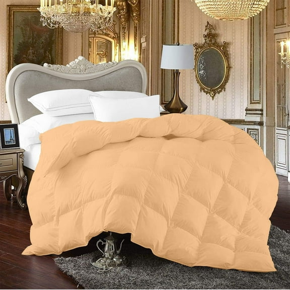 500-TC Egyptian Cotton All Season Comforter for Adults Twin/Twin-XL Size 68 x 90 Inches, 1pc Comforter Box Stitched with 4 Corner Tabs, 300 GSM Comforter, (Peach)