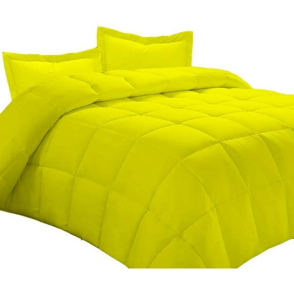 500-TC Egyptian Cotton All Season Comforter for Adults Twin/Twin-XL Size 68 x 90 Inches, 1pc Comforter Box Stitched with 4 Corner Tabs, 300 GSM Comforter, (Yellow)