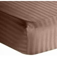 thumbnail image 1 of 500-TC Egyptian Cotton, Super Single (48" x 84") Size Fitted Sheet, 1-PC Fitted Sheet/Bottom Sheet Only, Super Single Size Size Fits 13-15" Pocket Depth Fitted Sheets, Taupe Stripe, 1 of 4