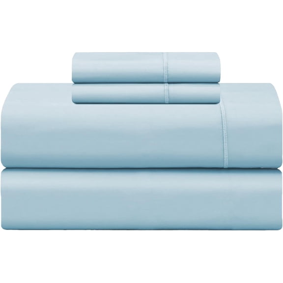 500 TC King Size 4-Piece Damask Bed Sheet Set 100% Cotton Sateen Weave 18 Inch Deep Pockets Feather Blue