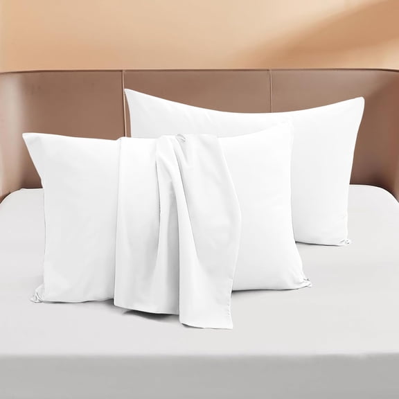 500-TC Peruvian Pima Cotton Pillow Cases Set of 2 – Sateen Weave, Breathable & Cooling Design for Night Sweats, Envelope Closure, Queen Size, Solid Classic White