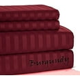 thumbnail image 1 of 500 TC Soft Collection - Queen Size - Striped COLORS Sheet Set - 4 Pieces - { Burgundy } Easily Fit Pocket 22" Inches By KM LINEN, 1 of 1