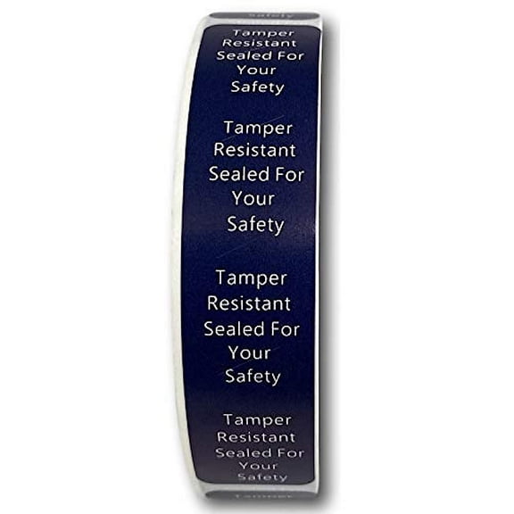 500 Tamper-Evident Food Labels | Adhesive Seal Food for Your Safety | Label Stickers Help Increase Security During Delivery | (0.75 x 3.5 in) Navy Blue