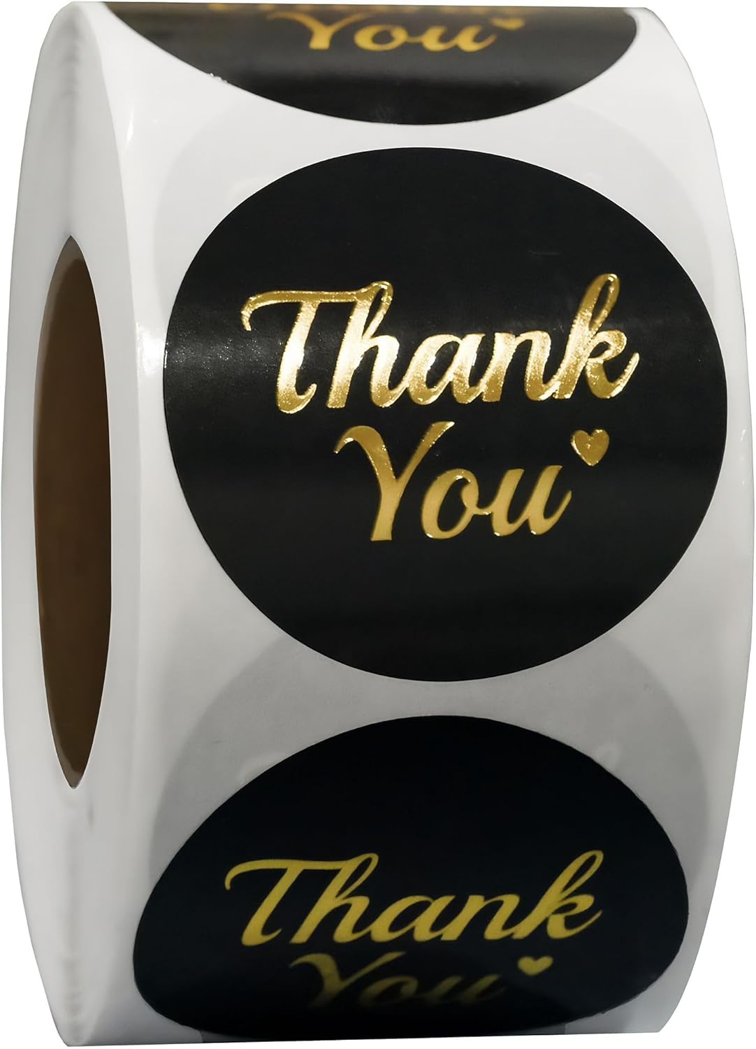 500 Thank You Stickers Roll – 1.5" Round White Labels with Rose Gold ...