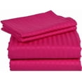 thumbnail image 1 of 500 Thread Count 100% Egyptian Cotton 3-Piece Fitted Sheet ( 1 Fitted Sheet + 2 Pillow Covers) 15 Inches Deep Pocket Size Queen Color Hot Pink Stripe, 1 of 4