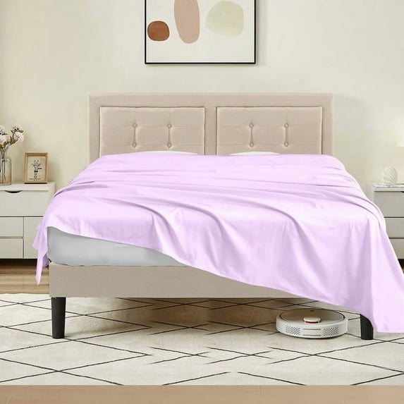 500 Thread Count 100% Egyptian Cotton 3-Piece Flat Sheet (1 Flat + 2 Pillow Covers) Size Olympic-Queen Color Lavender Solid