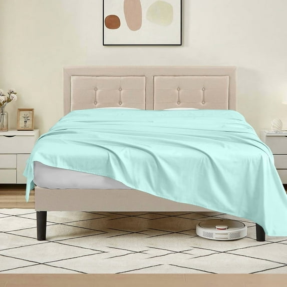 500 Thread Count 100% Egyptian Cotton 3-Piece Flat Sheet (1 Flat + 2 Pillow Covers) Size Twin Color Aqua Blue Solid