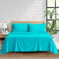 thumbnail image 1 of 500 Thread Count 100% Egyptian Cotton 4-Piece Bed Sheet Set (1 Flat, 1 Fitted Sheet, 2 Pillow Covers) 18 Inches Deep Pocket Size Full XL Color Turquise Blue Stripe, 1 of 5