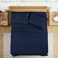 thumbnail image 1 of 500 Thread Count 100% Egyptian Cotton 4-Piece Bed Sheet Set (1 Flat, 1 Fitted Sheet, 2 Pillow Covers) 18 Inches Deep Pocket Size Olympic-Queen Color Navy Blue Solid, 1 of 6