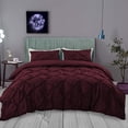 thumbnail image 1 of 500-Thread Count 100% Egyptian Cotton Pinch Pleated Pintuck Design 3pc Duvet Cover Set , With Zipper Closure & Corner Ties - King-XL Size ( 98" x 116" ) Inches, (Wine), 1 of 4