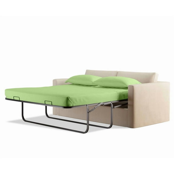 500 Thread Count 100% Egyptian Cotton Sleeper Sofa Bed Sheet Set Stripe Queen Size (62"x 74"x 10" ) with 4 -PCS Fitted Straps Color Sage