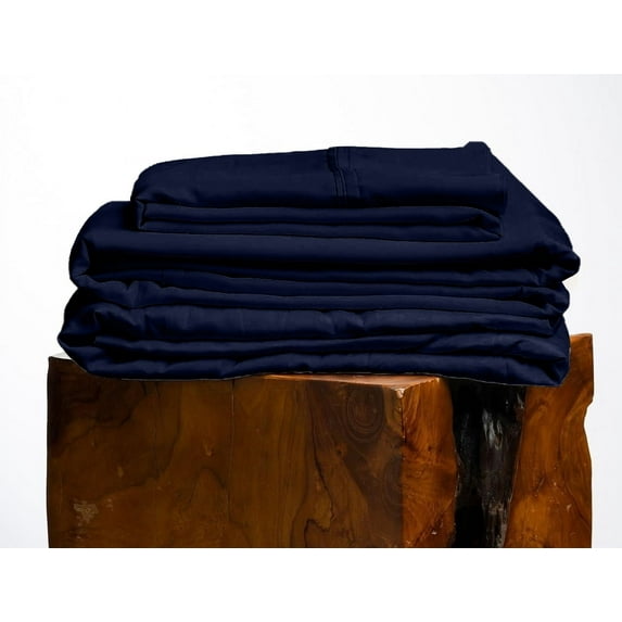500 Thread Count, 100% Giza Egyptian Cotton Bedding Set, 4-PC Sheets Set, 10 Inch Deep Pocket of Fitted Sheet, Soft Sateen Weave Breathable - Navy Blue, Full-XL