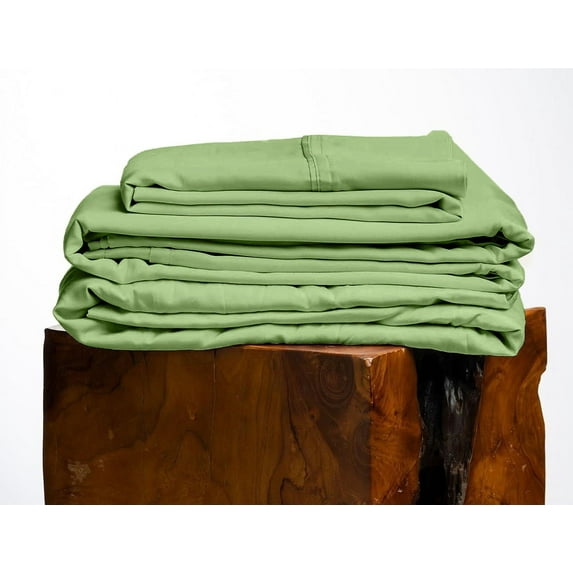 500 Thread Count, 100% Giza Egyptian Cotton Bedding Set, 4-PC Sheets Set, 25 Inch Deep Pocket of Fitted Sheet, Soft Sateen Weave Breathable - Moss, RV-King