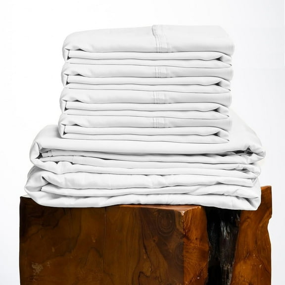 500 Thread Count, 100% Giza Egyptian Cotton Bedding Set, 6-PC Sheets Set, 15 Inch Deep Pocket of Fitted Sheet, Soft Sateen Weave Breathable - White, Full