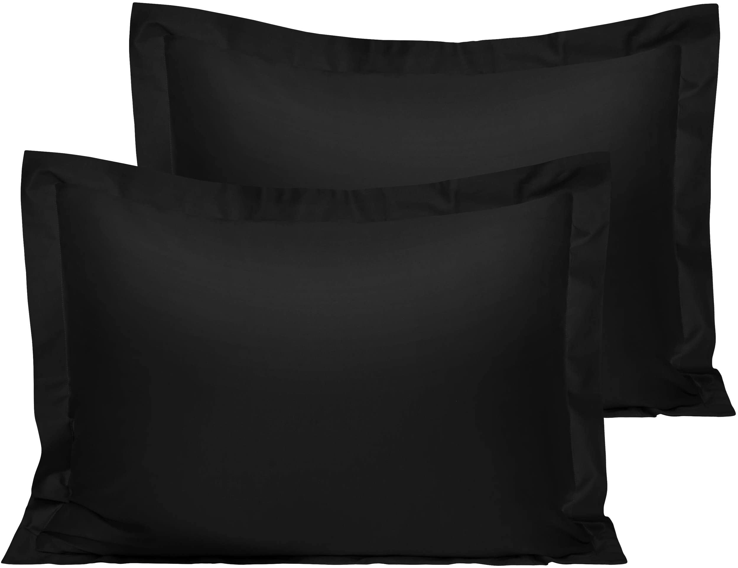 Black Cotton Standard Pillow Shams with Envelope Closure