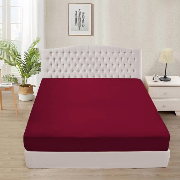 500 Thread Count 3 Piece (1- Fitted Sheet + 2- Pillow cover) Quality 30 Inch Deep Pocket 100% Egyptian Cotton Color Burundy Solid Size Full