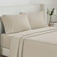 thumbnail image 1 of 500-Thread-Count Cotton Sateen Queen Sheets - Light Taupe 4 Piece Sheet Set, Fade Resistant Solid Color Bedding, 100% Extra Long Staple Combed Cotton, Deep Pocket Fits Mattress 16ches, 1 of 9