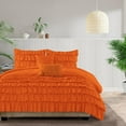 thumbnail image 1 of 500-Thread Count Egyptian Cotton 3-PCs Multi Ruffle Duvet Cover, With Zipper Closure & Corner Ties - King Size ( 90" x 104" ) Inches, (Orange), 1 of 5