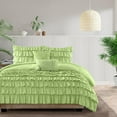 thumbnail image 1 of 500-Thread Count Egyptian Cotton 3-PCs Multi Ruffle Duvet Cover, With Zipper Closure & Corner Ties - King-XL Size ( 98" x 116" ) Inches, (Sage), 1 of 5
