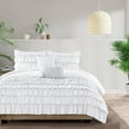 thumbnail image 1 of 500-Thread Count Egyptian Cotton 3-PCs Multi Ruffle Duvet Cover, With Zipper Closure & Corner Ties - OverSize King ( 98" x 120" ) Inches, (White), 1 of 5
