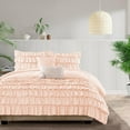 thumbnail image 1 of 500-Thread Count Egyptian Cotton 3-PCs Multi Ruffle Duvet Cover, With Zipper Closure & Corner Ties - Eastern King Size ( 108" x 118" ) Inches, (Peach), 1 of 5