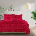 thumbnail image 1 of 500-Thread Count Egyptian Cotton 3-PCs Multi Ruffle Duvet Cover, With Zipper Closure & Corner Ties - Extra Large King Size ( 120" x 136" ) Inches, (Red), 1 of 5